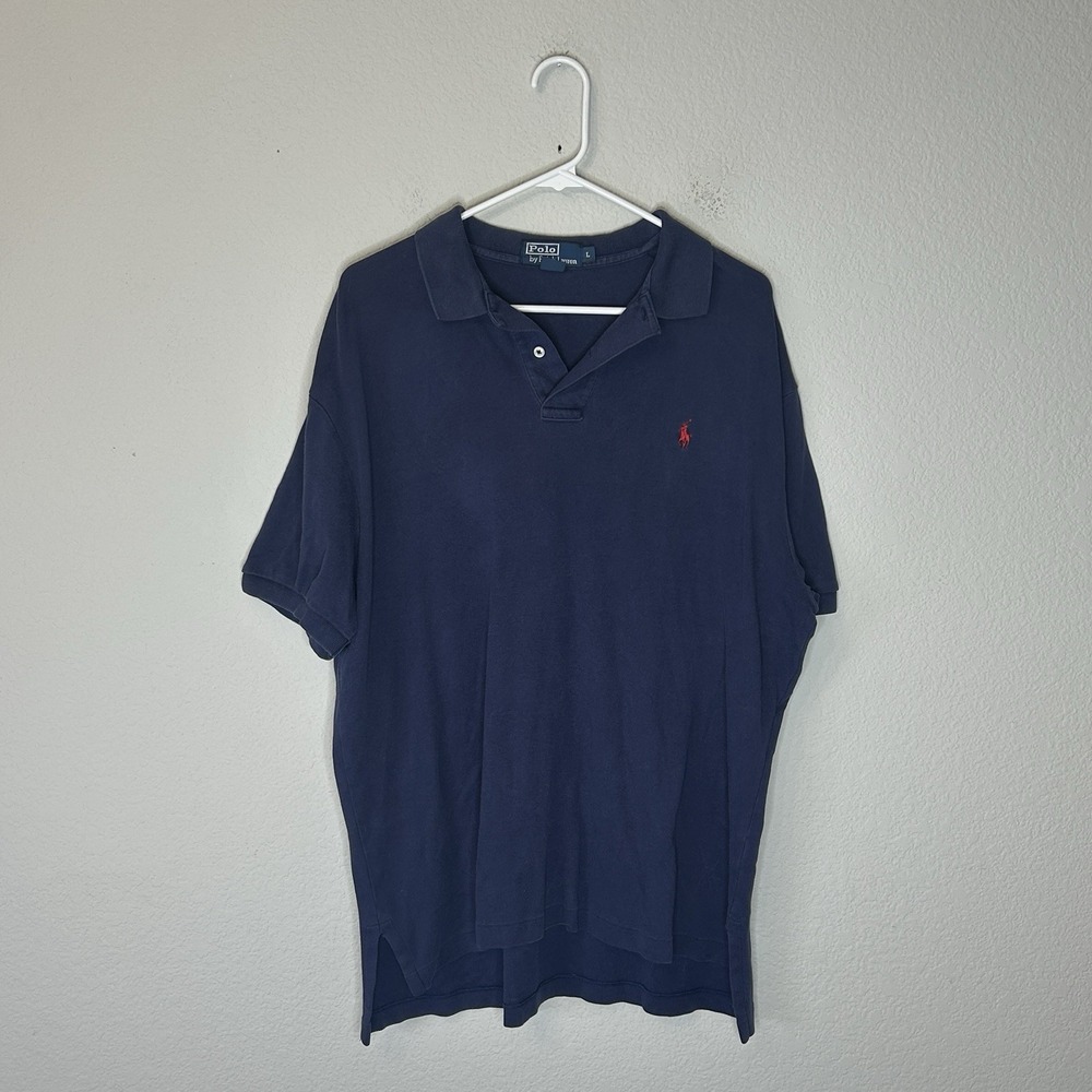 Polo Ralph Lauren Polo Shirt Men's Size L Navy Blue Solid Pony 100% Cotton Golf